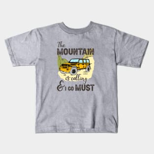 jeep drive in the mountains, new year eve, holiday, winter vacations, wilderness, camping, outdoor travel Kids T-Shirt